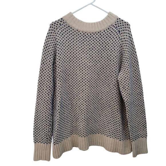 Duluth Trading Co Size XL Woolpaca Cream Navy Polka Dot Sweater Warm - Picture 1 of 9